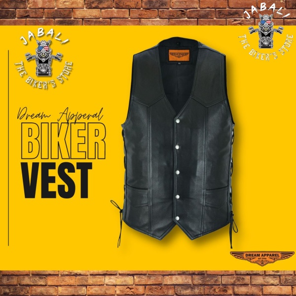 Bikers Vest With Side Laces Jabali The Biker Store 01