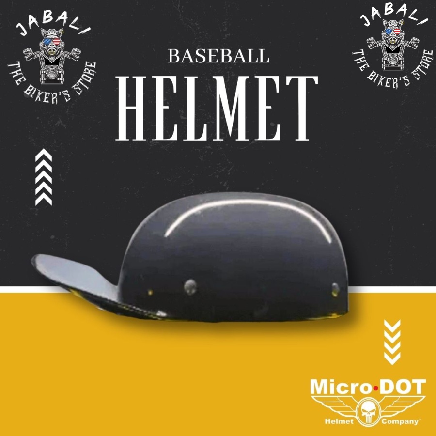 MICROLID CURVE BASEBALL MOTORCYCLE HELMET BLACK GLOSS 1