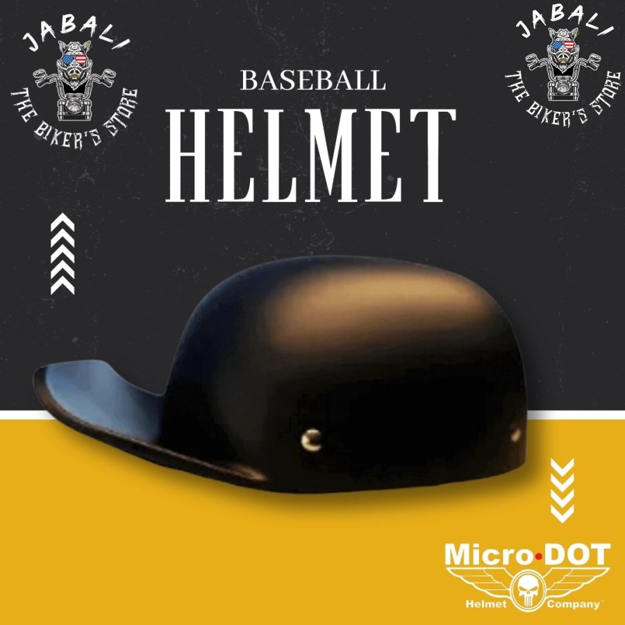 MICROLID CURVE BASEBALL MOTORCYCLE HELMET BLACK Matte