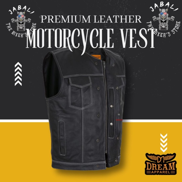 Premium Leather Motorcycle Vest