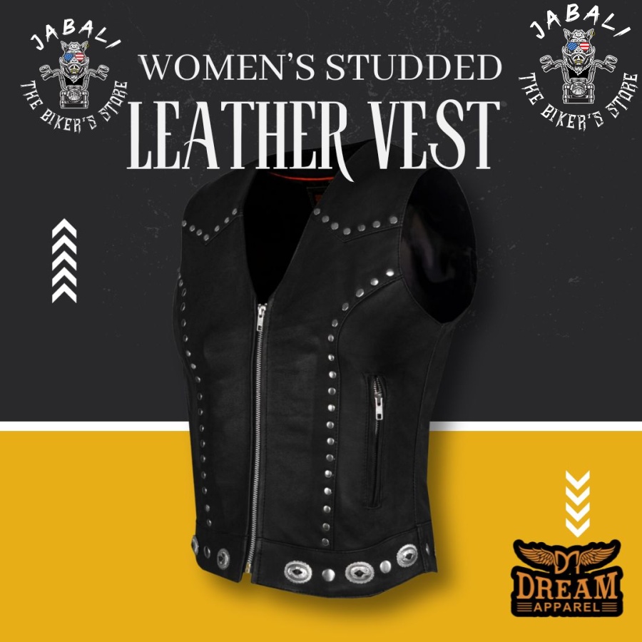 Women's Studded Leather Vest