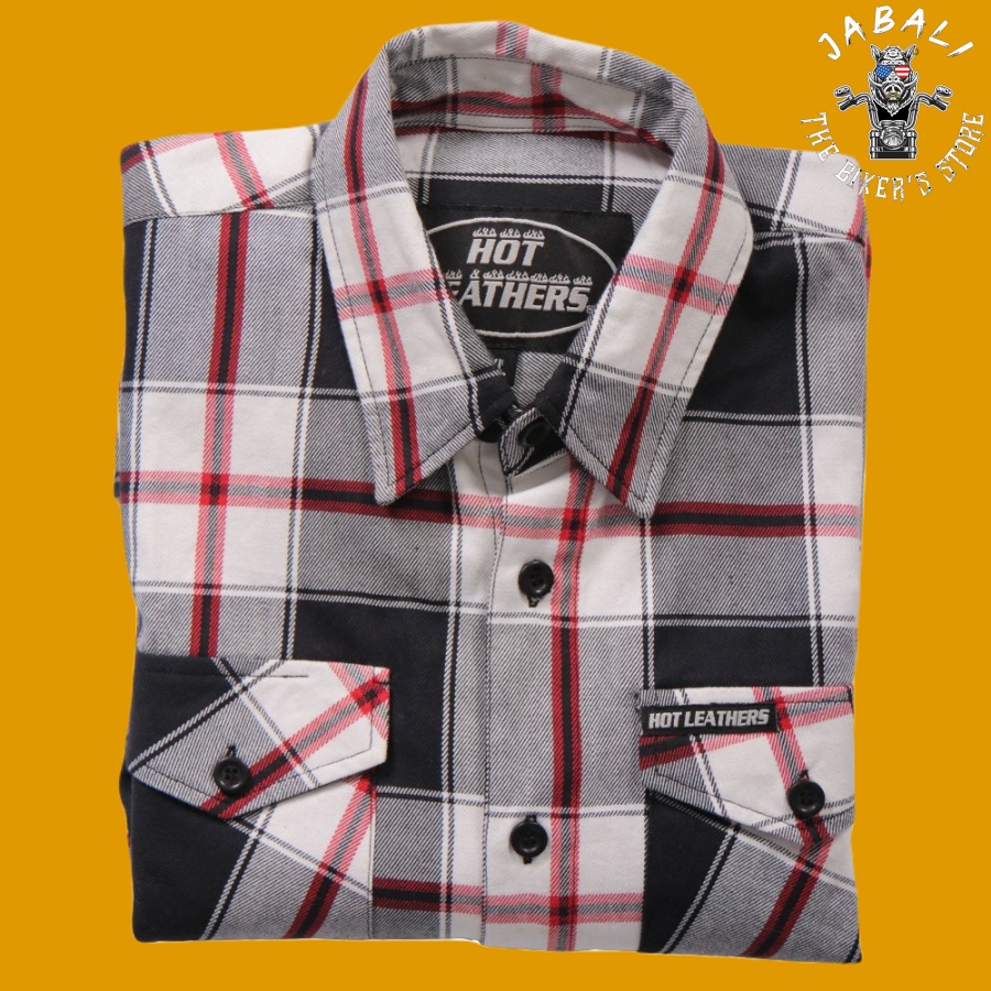 Hot Leathers Black White Red Flannel Shirt 03