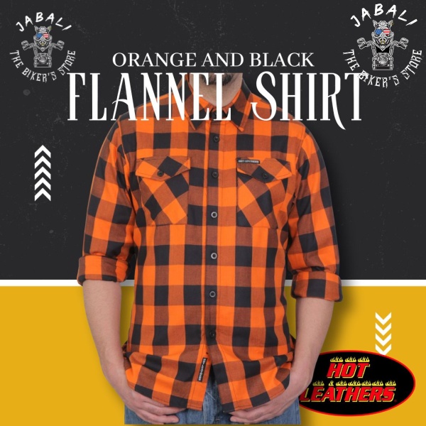 Hot Leathers Orange and Black Flannel Shirt