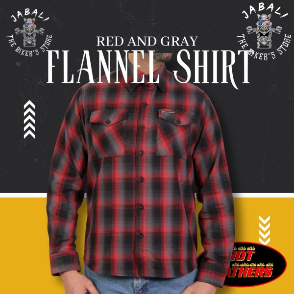 Hot Leathers Red and Gray Flannel Shirt