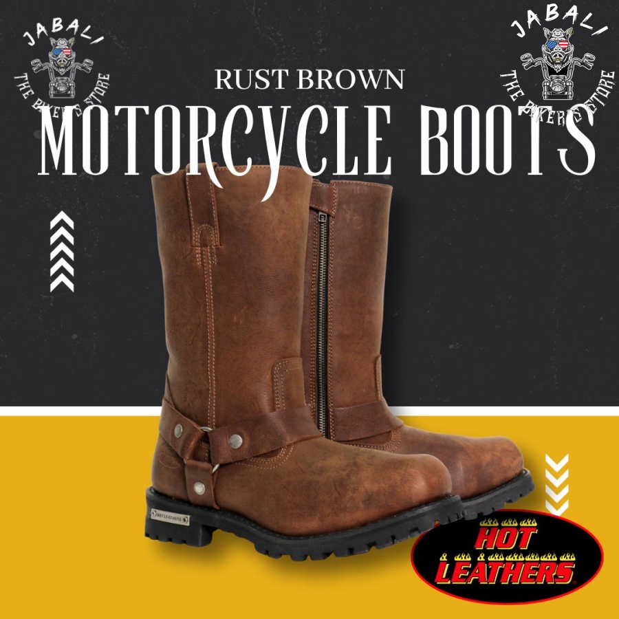 Hot Leathers Rust Brown Motorcycle Boots Durable, Stylish Protection for Riders