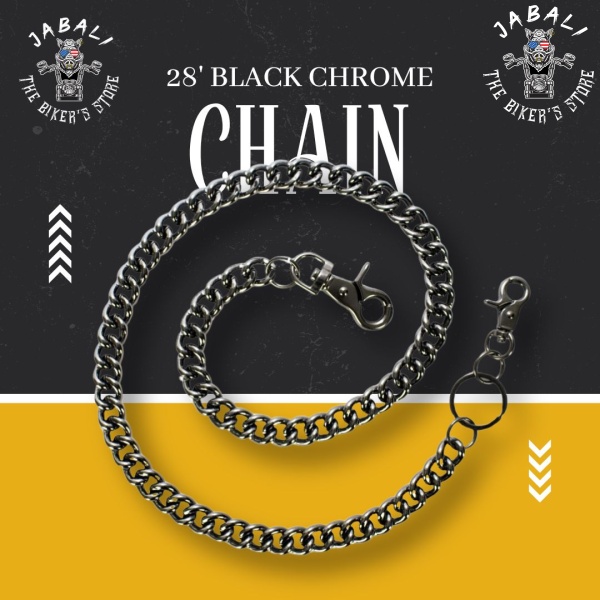 28 Black Chrome Biker Chain